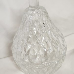 italian clear cut glass pear shaped trinket box