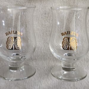 pair of baileys tulip shape irish cream shot glasses